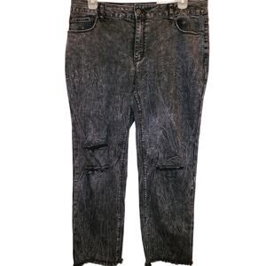New Cato womens black stone washed straight leg ankle distressed jeans Size 16